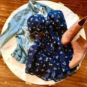 Blue Strapless Romper